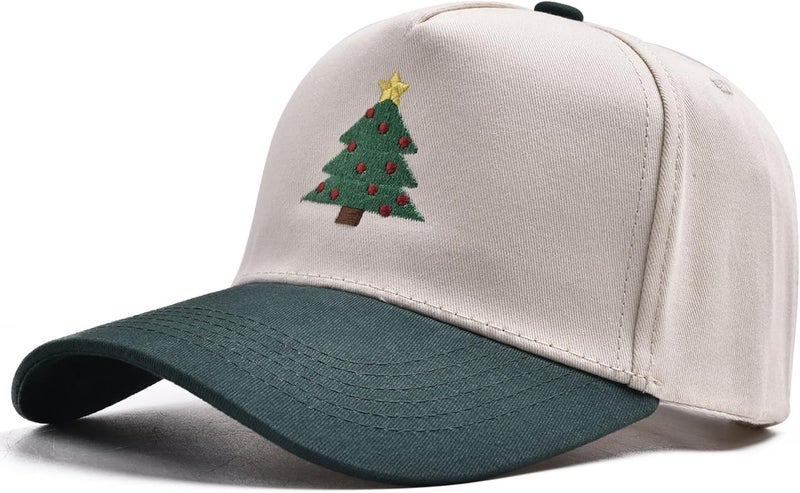 Erying Christmas Trucker Hat for Women Men Two Tone Vintage Embroidered Baseball Cap Funny Gift - Image 2